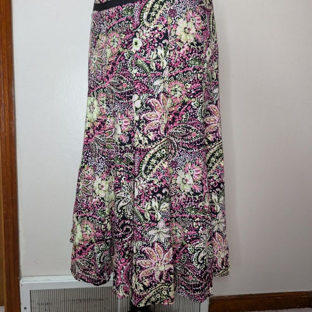Christopher-banks Women's Pink and Green Floral Skirt